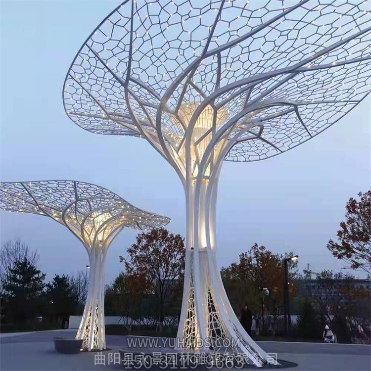 大型不锈钢镂空树发光景观广场园林摆件博鱼网页版