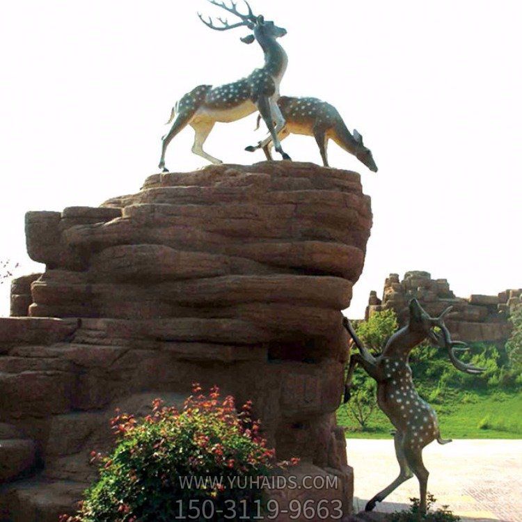 户外公园玻璃钢创意景区大型仿真梅花鹿博鱼网页版