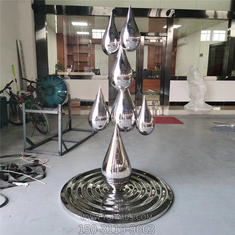 广场不锈钢镜面创意水滴景观摆件博鱼网页版