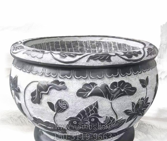 庭院荷花鲤鱼石浮雕户外大型景观缸博鱼网页版