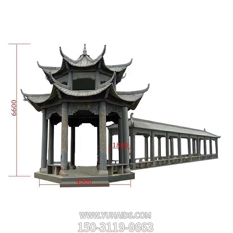 青石雕刻仿古建筑二层中式凉亭长廊园林博鱼网页版