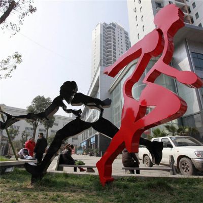 校园体育场所不锈钢抽象运动人物景观