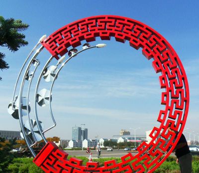 公园景区广场摆放彩绘不锈钢花环博鱼网页版