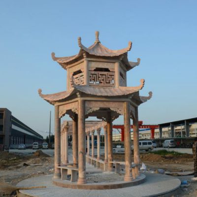 石雕公园多层六角凉亭博鱼网页版