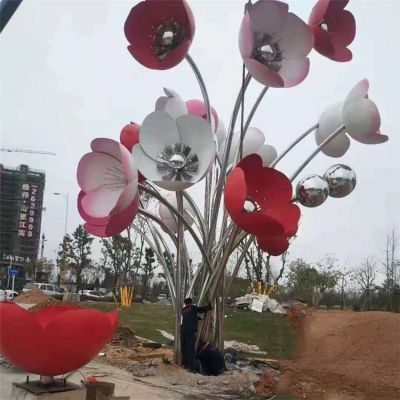 广场大型景观彩绘花朵不锈钢博鱼网页版