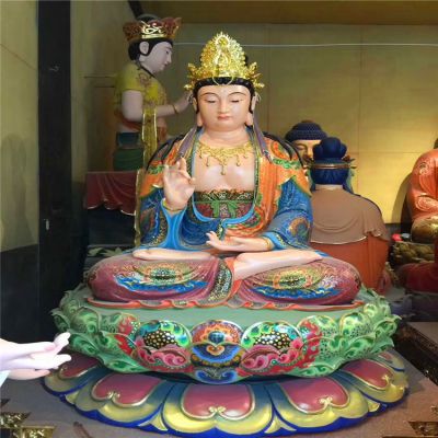景区玻璃钢彩绘佛像坐着的三圣博鱼网页版