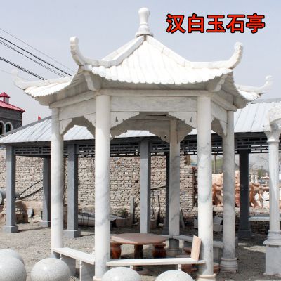 景区公园休闲仿古建筑汉白玉六角凉亭