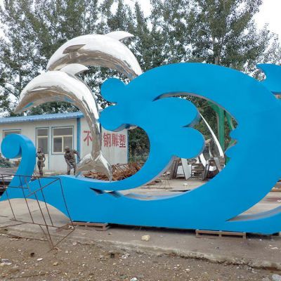 海洋公园不锈钢镜面海豚动物标识博鱼网页版