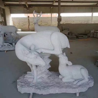 公园装饰动物摆件景观石材石雕鹿博鱼网页版摆件