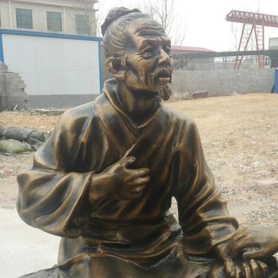 仿铜玻璃钢民间老中医把脉人物雕像广场老街装饰摆