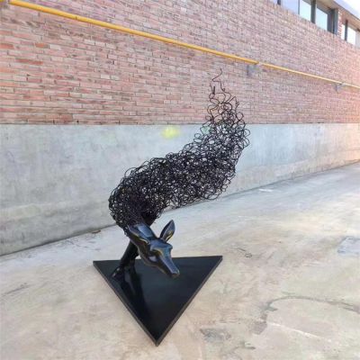 室内创意不锈钢抽象梅花鹿博鱼网页版