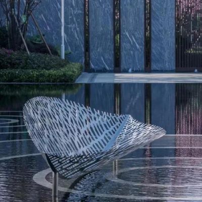 不锈钢镂空户外园林大型喷泉水景树叶