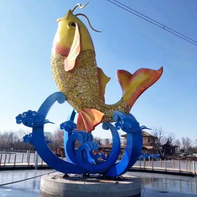 不锈钢鲤鱼博鱼网页版，大型鲤鱼跃水景观博鱼网页版