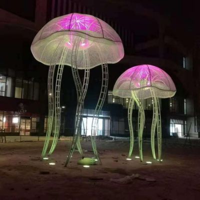 不锈钢大型抽象水母广场灯光亮化景观博鱼网页版