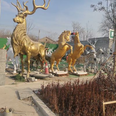 景区大型喷金鎏金玻璃钢鹿博鱼网页版