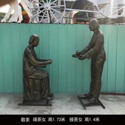 玻璃钢仿铜情景人物敬茶的人物博鱼网页版