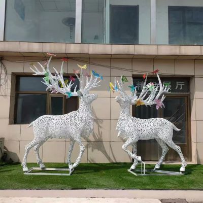 不锈钢镂空喷漆蝴蝶鹿角小品 房产绿地动物亮化博鱼网页版