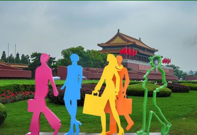 公园花园广场彩绘镂空不锈钢购物人博鱼网页版