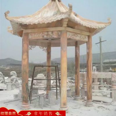 户外园林晚霞红石雕凉亭博鱼网页版