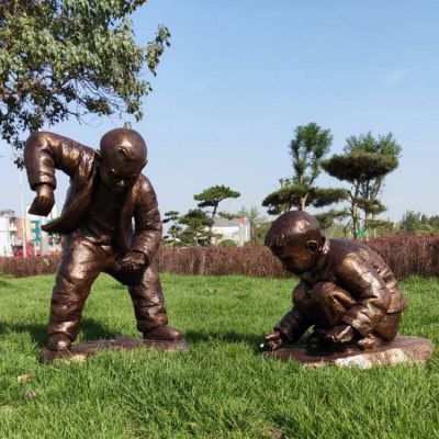 玻璃钢仿铜童趣民俗儿童人物小品博鱼网页版