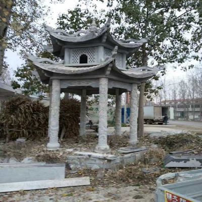 石雕二层石凉亭城市街道摆放青石仿古凉亭