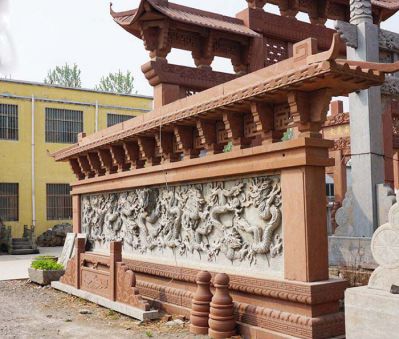 园林寺庙九龙壁石雕影壁