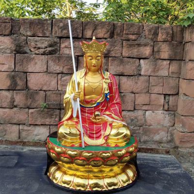 玻璃钢漆金地藏菩萨像