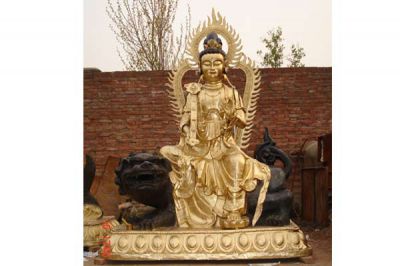 文殊普贤博鱼网页版-寺庙景区不锈钢鎏金佛像文殊普贤博鱼网页版