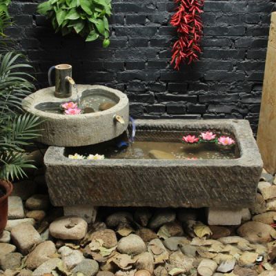 仿古做旧青石大理石石雕流水摆件