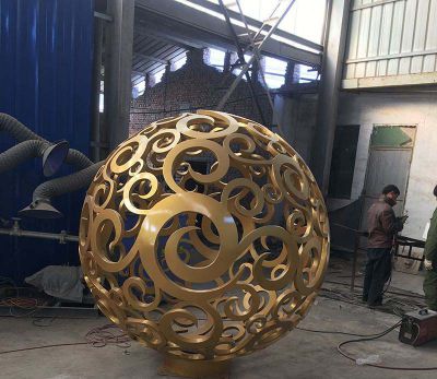 广场不锈钢鎏金镂空球博鱼网页版