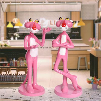 玻璃钢商场彩绘幽默粉色顽皮豹博鱼网页版