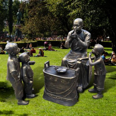 吹糖人，玻璃钢仿铜民俗生活人物情景博鱼网页版