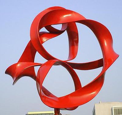 户外园林商厦个性红色缠绕的不锈钢飘带博鱼网页版