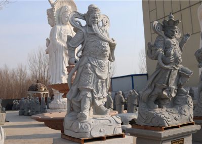 石雕晚霞红寺庙宗教关二爷关羽博鱼网页版