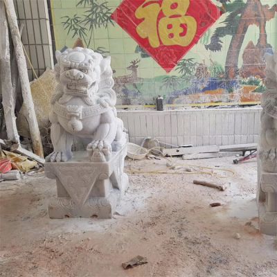 大理石雕刻庭院摆放狮子门墩博鱼网页版