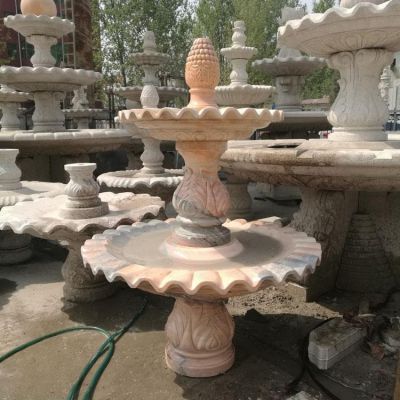 天然石材晚霞红二层欧式流水水钵园林博鱼网页版