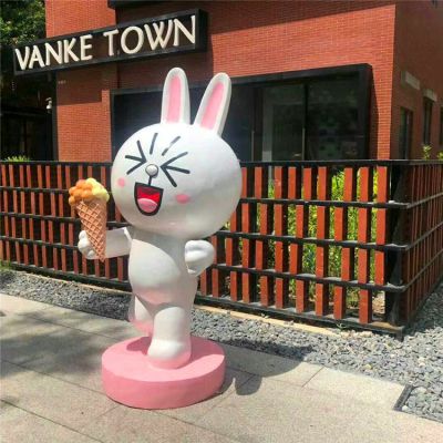 奶茶店门口玻璃钢卡通可妮兔博鱼网页版