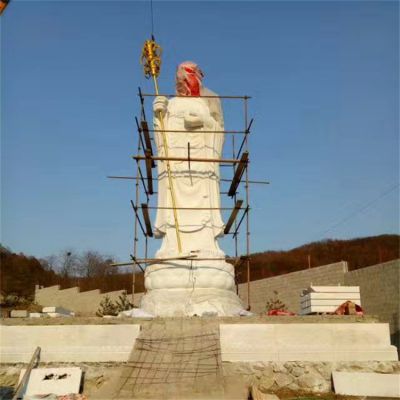 手持金漆禅杖的汉白玉大理石地藏菩萨石博鱼网页版像