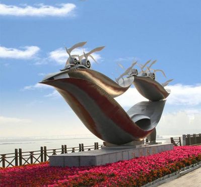 旅游景区摆放简约抽象启航不锈钢船博鱼网页版