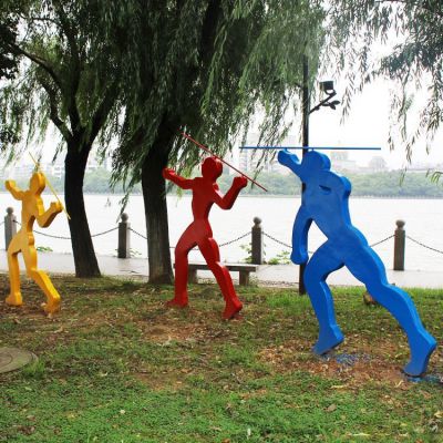 掷标枪，不锈钢剪影运动人物博鱼网页版