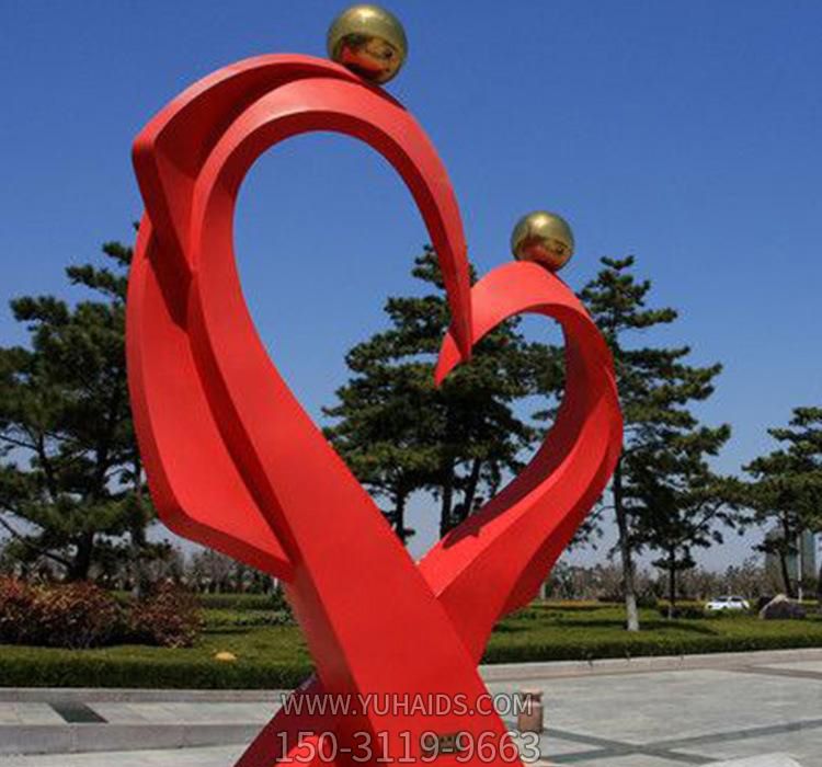 广场创意不锈钢抽象交叉爱心博鱼网页版