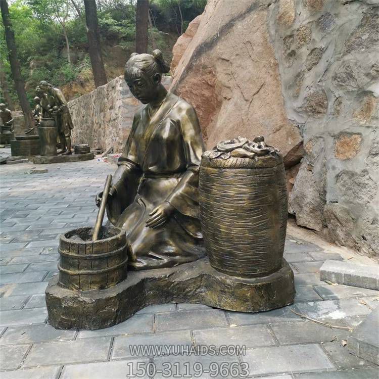 玻璃钢仿铜采茶女人物博鱼网页版 茶文化民俗小品景观摆件