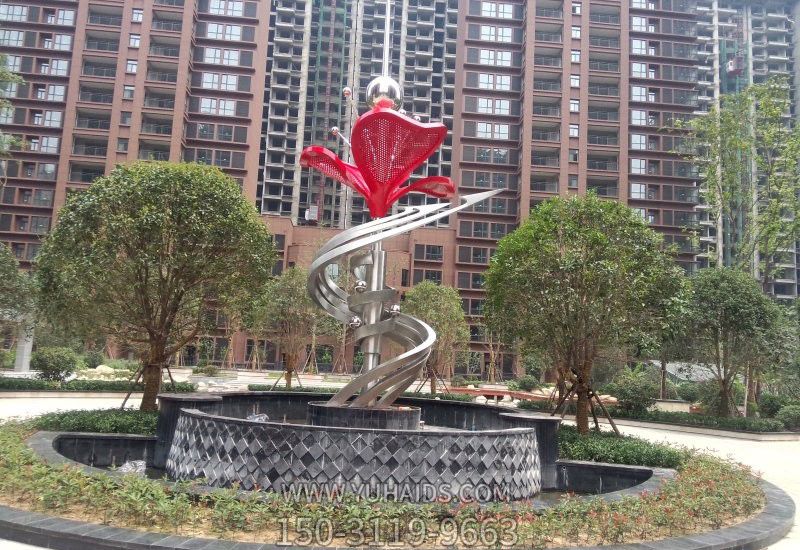 小区不锈钢抽象旋转绽放的花朵博鱼网页版