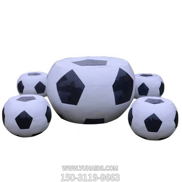 商业街玻璃钢仿真足球凳子桌子组合美陈摆件博鱼网页版造型