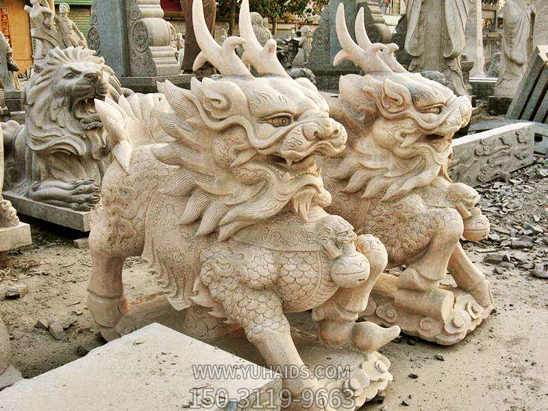 庭院门口大理石石雕神兽麒麟博鱼网页版