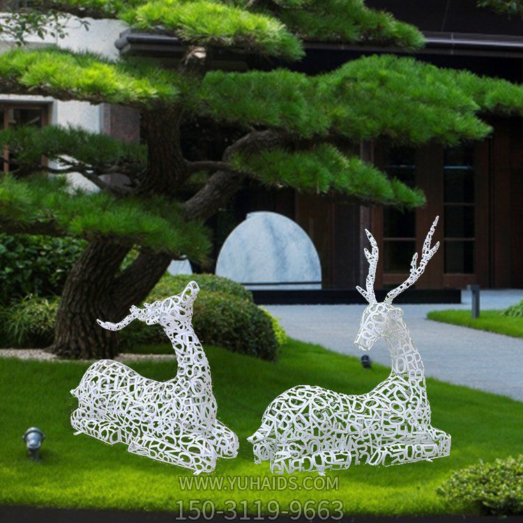 不锈钢景观镂空梅花鹿博鱼网页版摆件