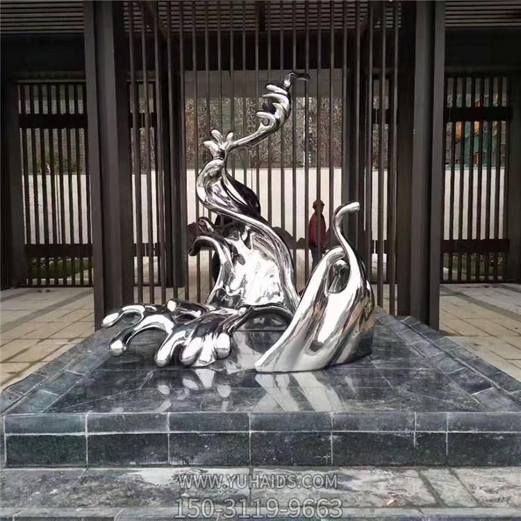 酒店别墅不锈钢镜面创意海浪景观博鱼网页版