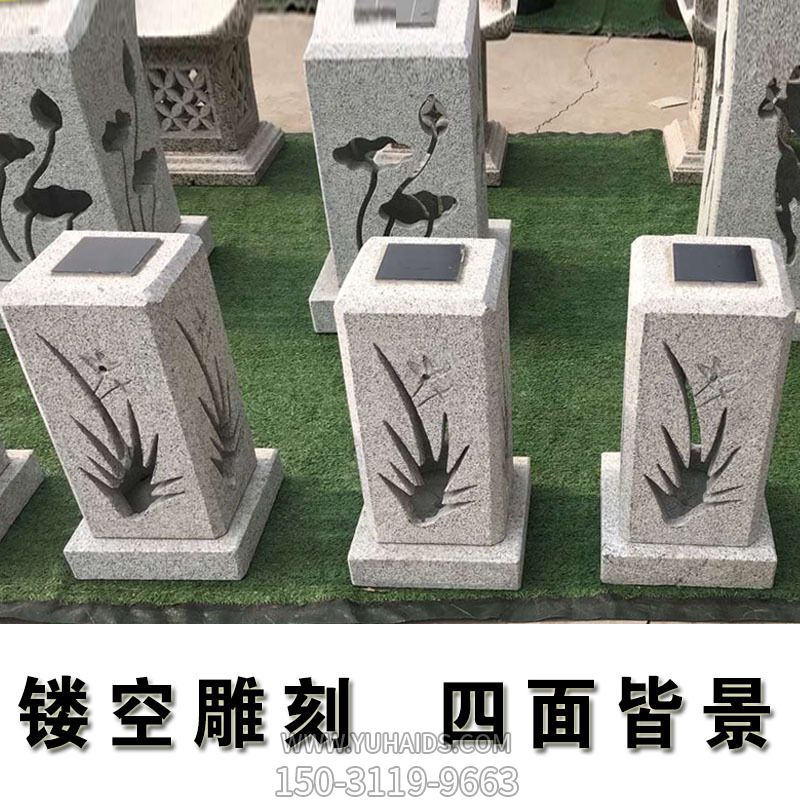 柱头灯太阳能石灯笼镂空雕刻现代风大理石别墅庭院摆件草坪灯博鱼网页版