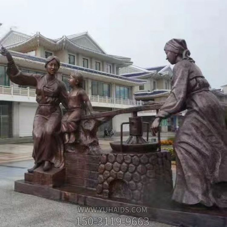 户外路边玻璃钢仿铜人物博鱼网页版情景小品