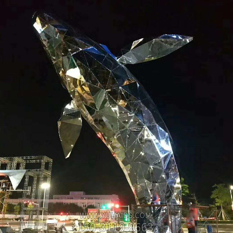 创意不锈钢几何鲸鱼博鱼网页版城市广场摆放抽象景观博鱼网页版